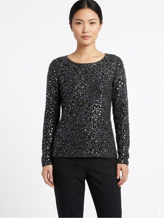 Michael Kors Tops - Michael Kors Grey Sequin Knit Sweater Top Medium | Sparkly Party Holiday
